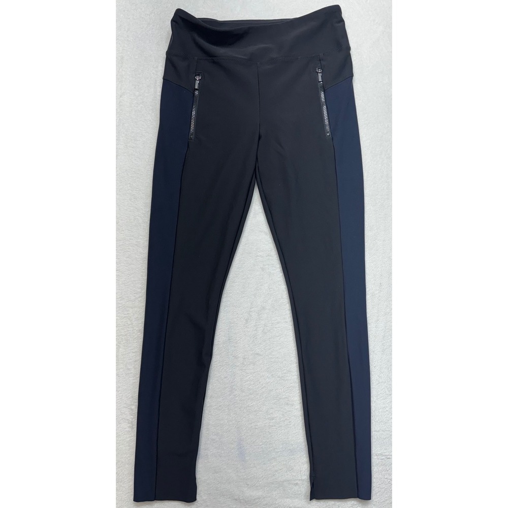 Athleta Be Free Tights Black Navy Colorblock Running Leggings MT Medium Tall